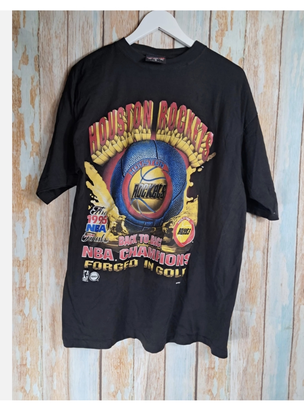 VTG 1995 Magic Johndon Houston Rockets NBA Champions Graphic Tee Size XL